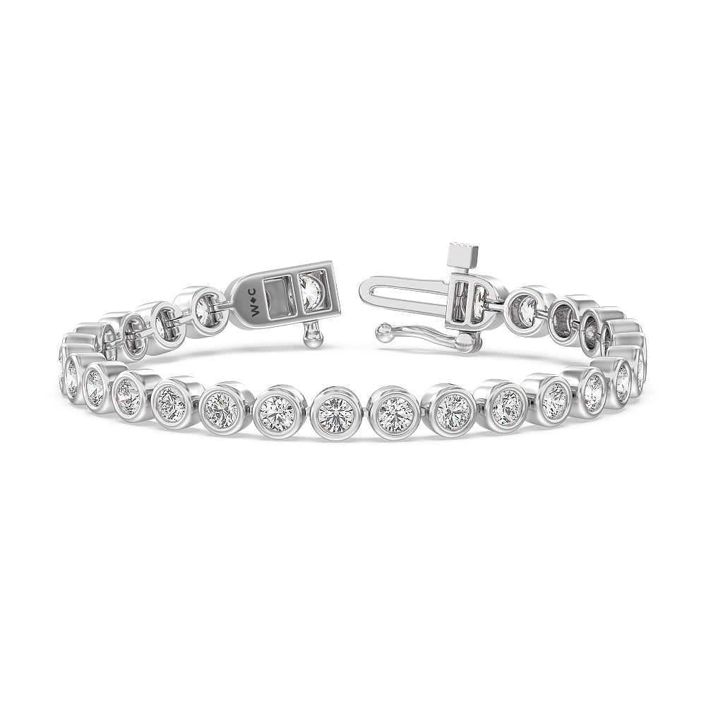 Bezel Lab Diamond Tennis Bracelet with 10 Cut Diamond in 14KT White Gold view 1
