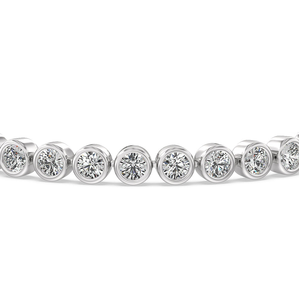 Bezel Lab Diamond Tennis Bracelet with 10 Cut Diamond in 14KT White Gold view 3
