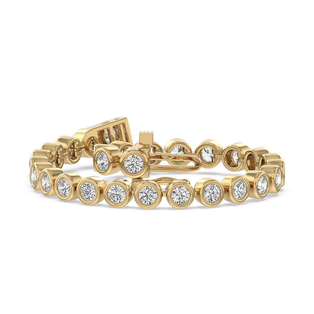 Bezel Lab Diamond Tennis Bracelet with 10 Cut Diamond in 14KT Yellow Gold view 2
