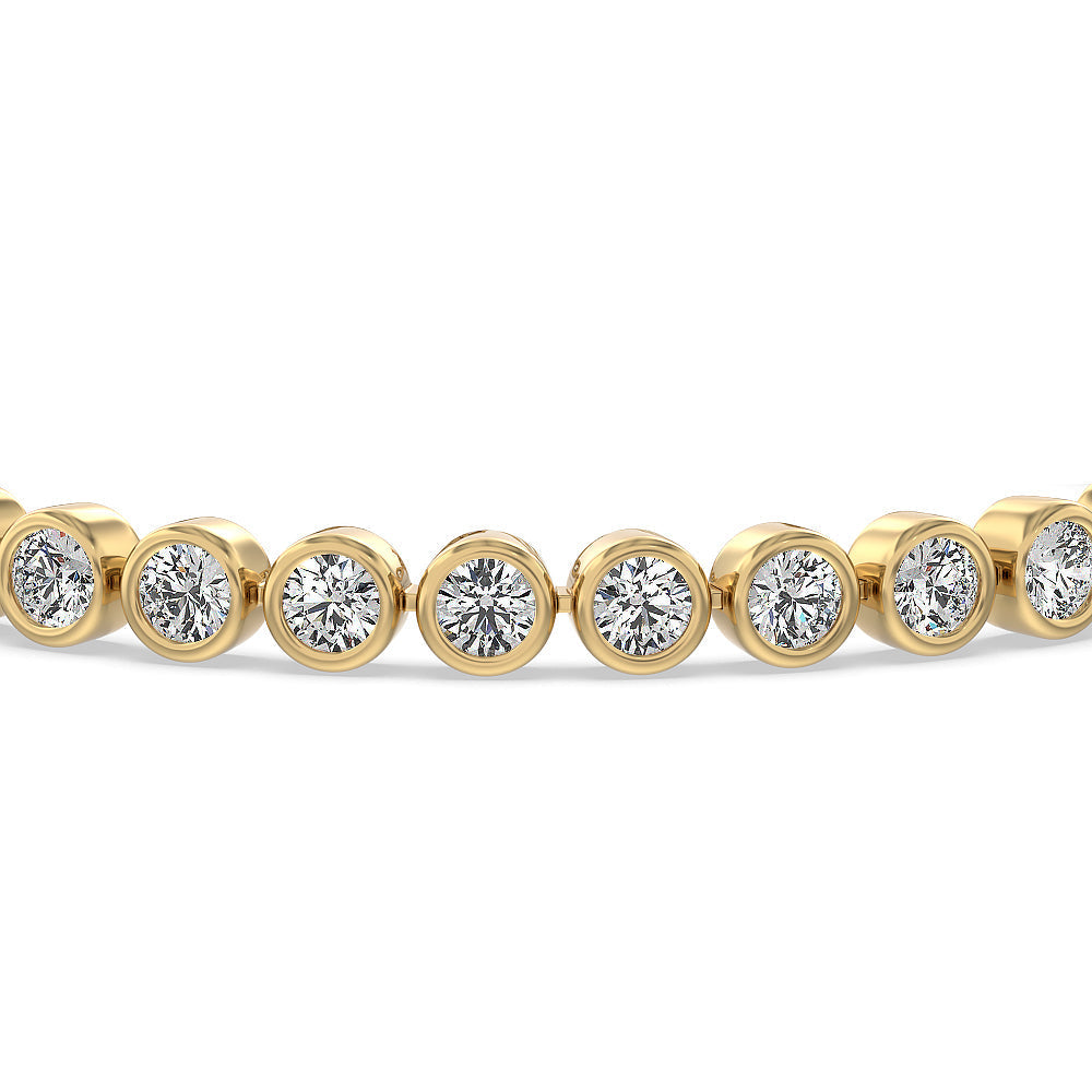 Bezel Lab Diamond Tennis Bracelet with 10 Cut Diamond in 14KT Yellow Gold view 3
