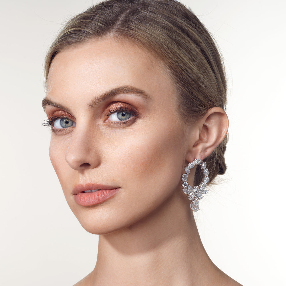 The Raphael Earrings with 18KT White Gold / Lab / 32 1/2 Cut Diamond in 14KT White Gold / Lab / 32 1/2 view 4
