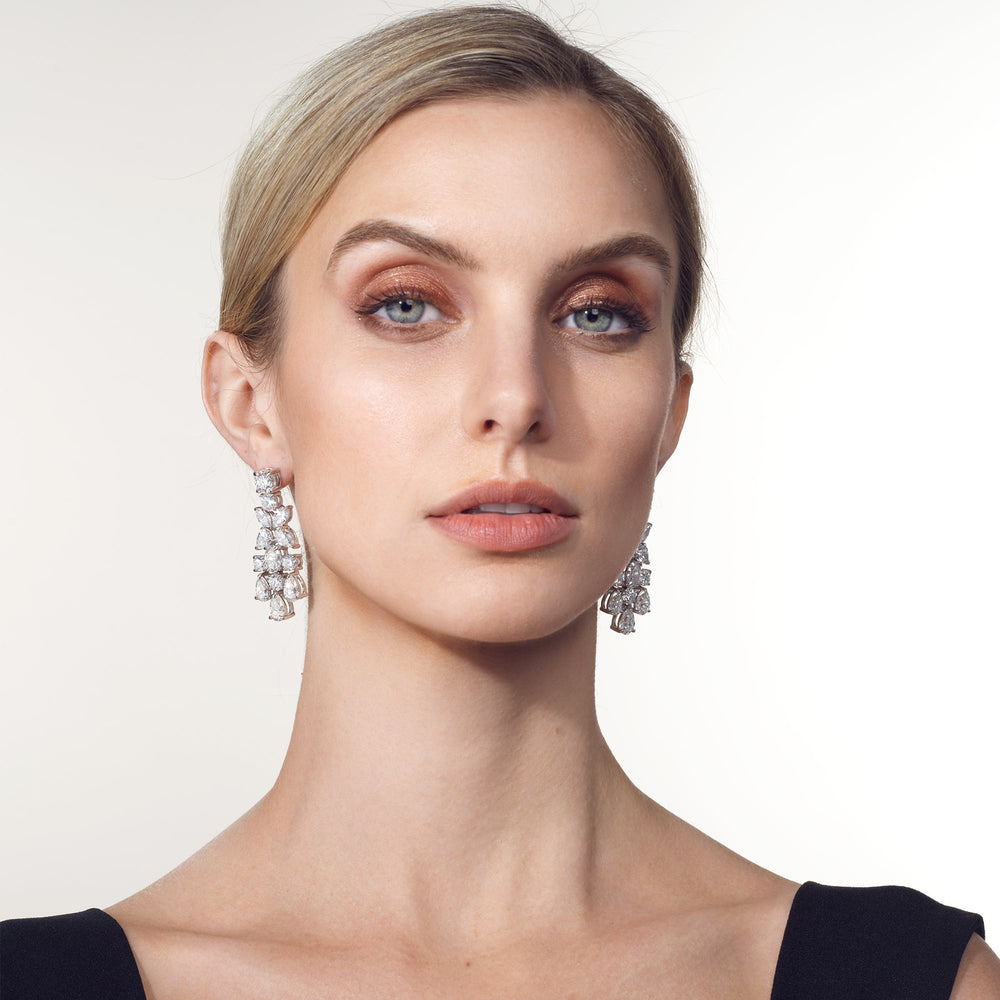 The Monticelli Earrings with 18KT White Gold / Lab / 28 1/2 Cut Diamond in 14KT White Gold / Lab / 28 1/2 view 4
