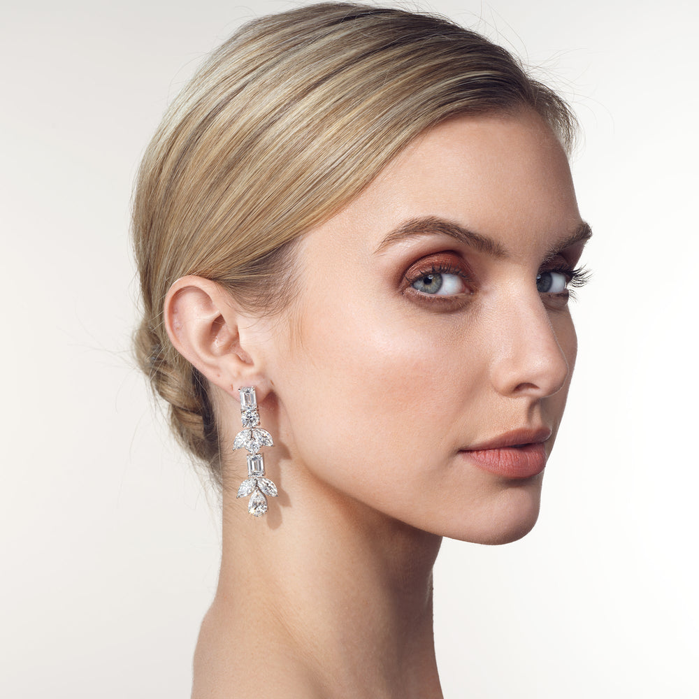 The Mauve Earrings with 18KT White Gold / Lab / 29 1/2 Cut Diamond in 14KT White Gold / Lab / 29 1/2 view 3
