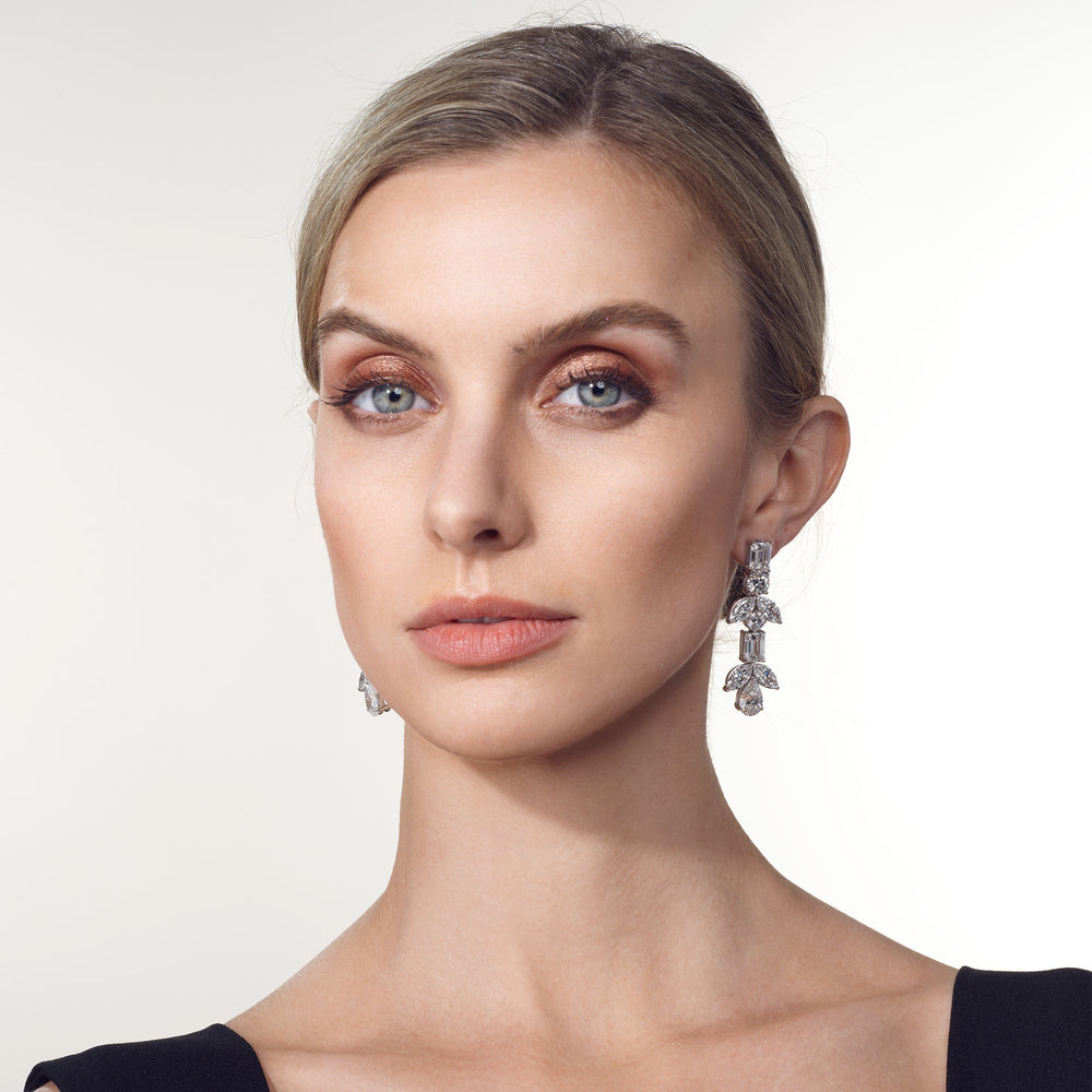 The Mauve Earrings with 18KT White Gold / Lab / 29 1/2 Cut Diamond in 14KT White Gold / Lab / 29 1/2 view 4
