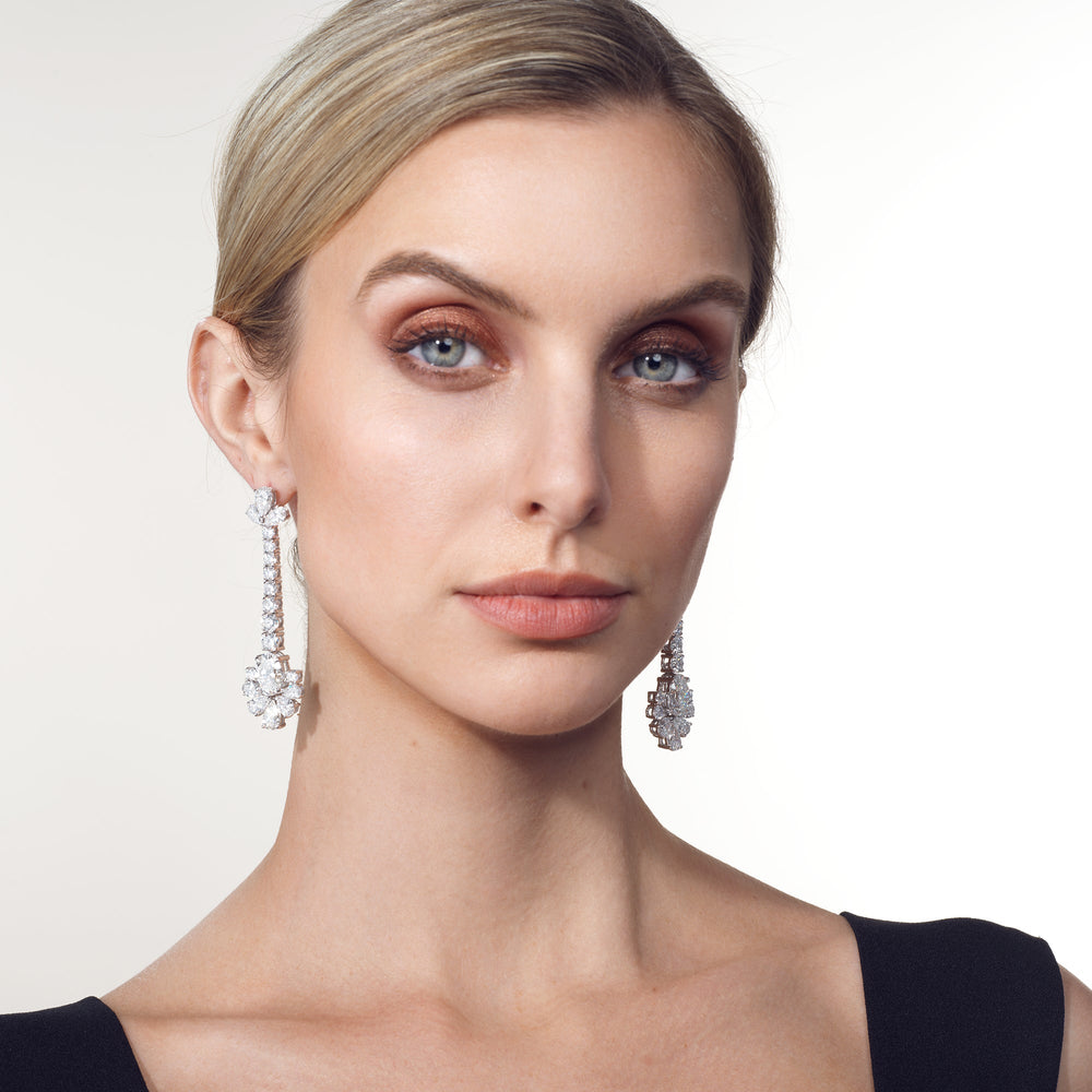 The Seurat Earrings with 18KT White Gold / Lab / 27 1/8 Cut Diamond in 14KT White Gold / Lab / 27 1/8 view 4
