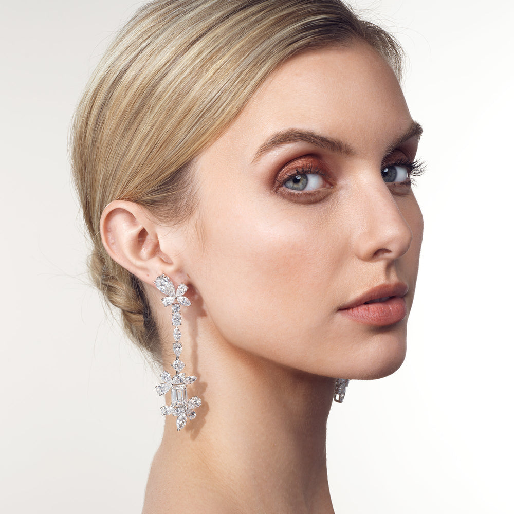 The Delaroche Earrings with 18KT White Gold / Lab / 42 Cut Diamond in 14KT White Gold / Lab / 42 view 4
