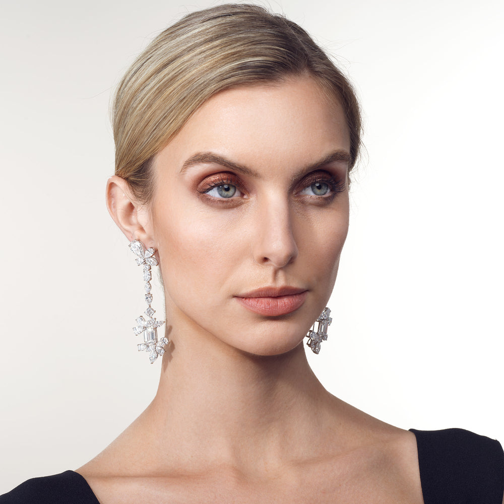 The Delaroche Earrings with 18KT White Gold / Lab / 42 Cut Diamond in 14KT White Gold / Lab / 42 view 5
