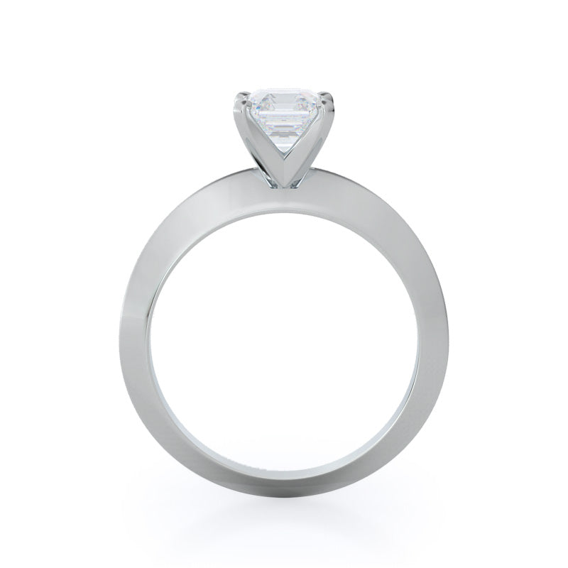 Knife Edge Solitaire Diamond Engagement Ring with Asscher Cut Diamond in 14KT Platinum view 2
