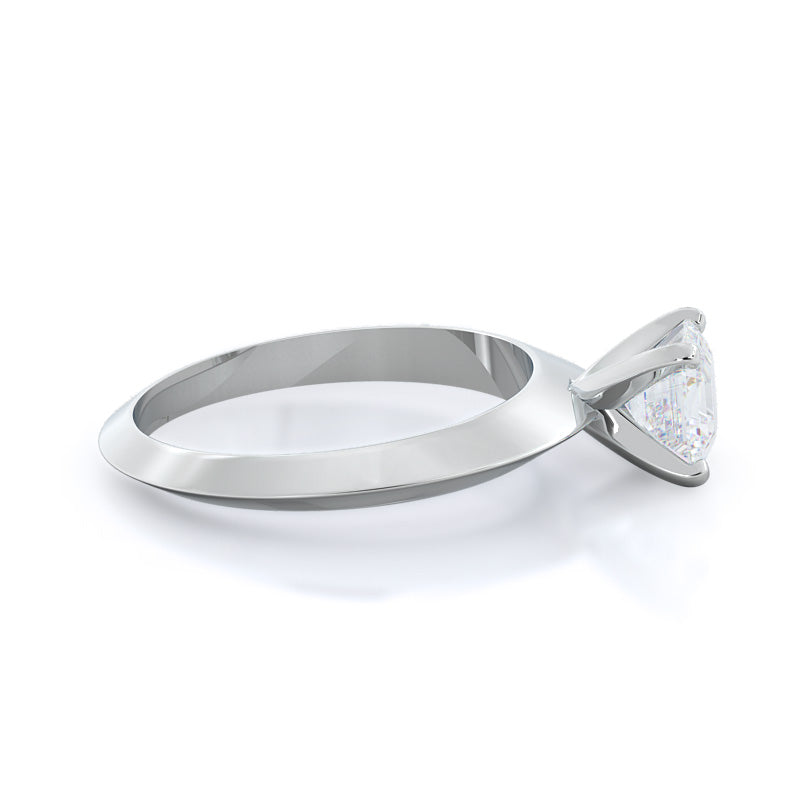 Knife Edge Solitaire Diamond Engagement Ring with Asscher Cut Diamond in 14KT Platinum view 3
