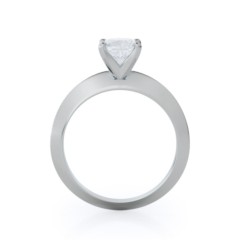 Knife Edge Solitaire Diamond Engagement Ring with Cushion Cut Diamond in 14KT Platinum view 2
