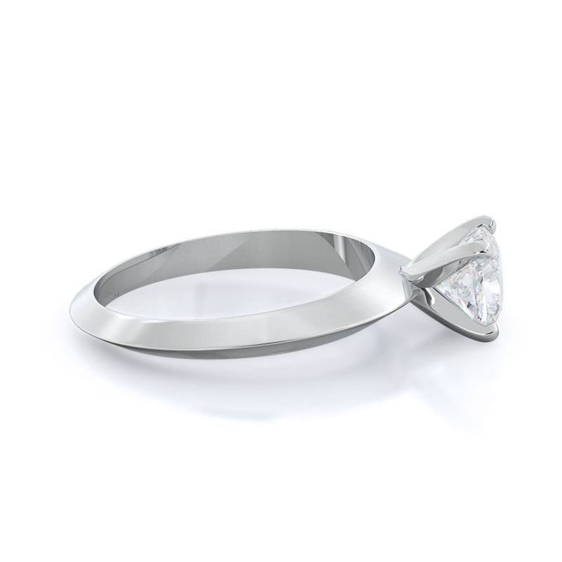 Knife Edge Solitaire Diamond Engagement Ring with Cushion Cut Diamond in 14KT Platinum view 3
