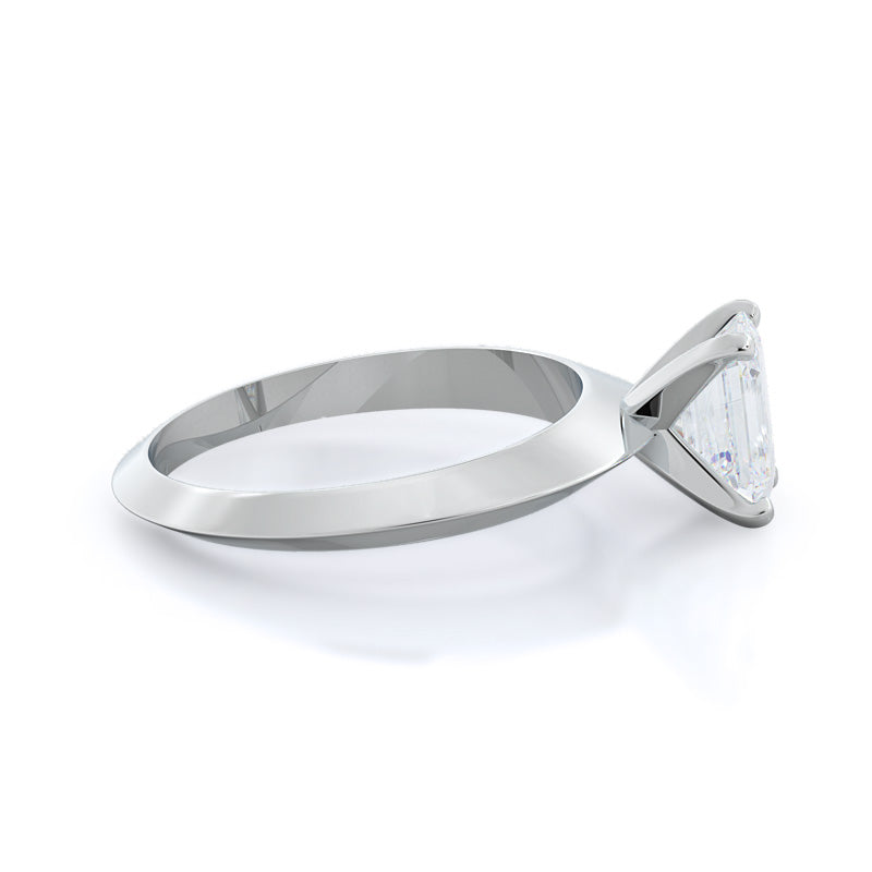 Knife Edge Solitaire Diamond Engagement Ring with Emerald Cut Diamond in 14KT Platinum view 3
