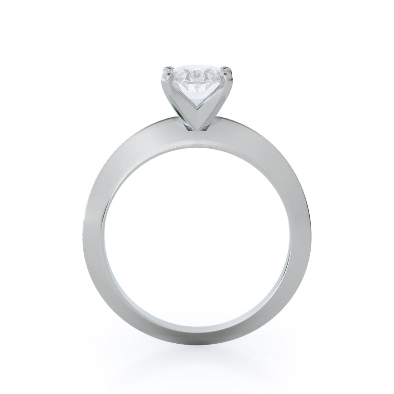 Knife Edge Solitaire Diamond Engagement Ring with Oval Cut Diamond in 14KT Platinum view 2
