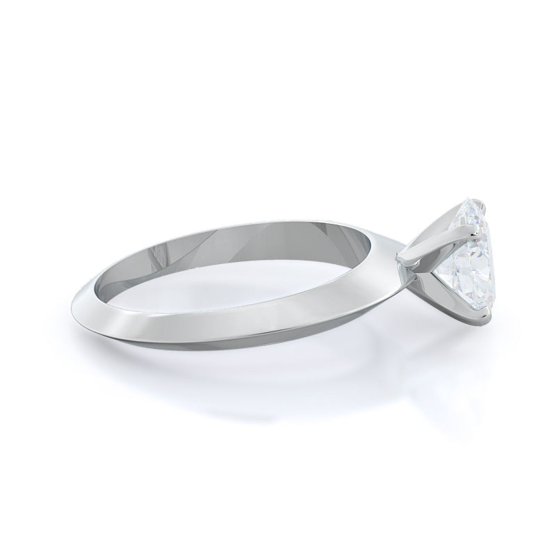 Knife Edge Solitaire Diamond Engagement Ring with Oval Cut Diamond in 14KT Platinum view 3
