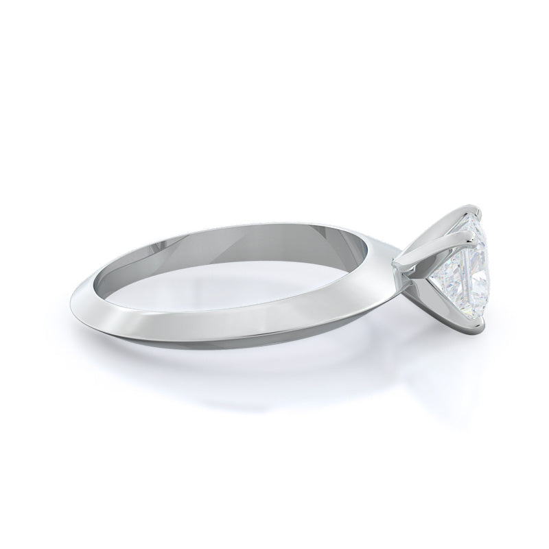 Knife Edge Solitaire Diamond Engagement Ring with Princess Cut Diamond in 14KT Platinum view 3
