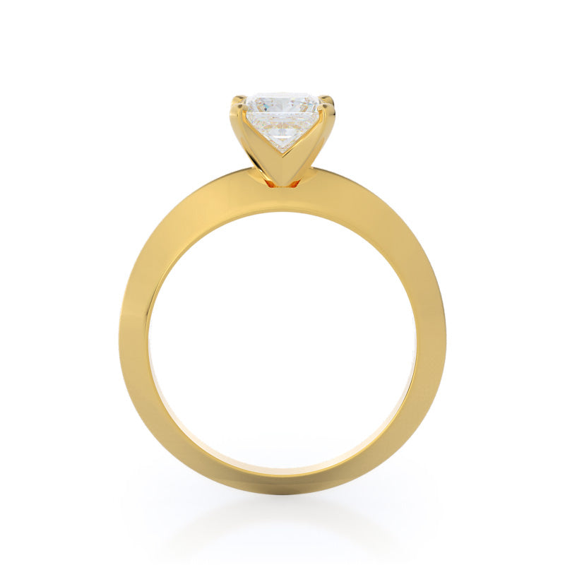 Knife Edge Solitaire Diamond Engagement Ring with Princess Cut Diamond in 14KT Yellow Gold view 2
