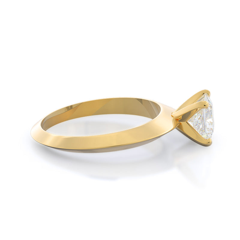 Knife Edge Solitaire Diamond Engagement Ring with Princess Cut Diamond in 14KT Yellow Gold view 3
