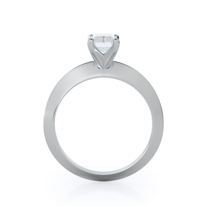 Knife Edge Solitaire Diamond Engagement Ring with Radiant Cut Diamond in 14KT Platinum view 2
