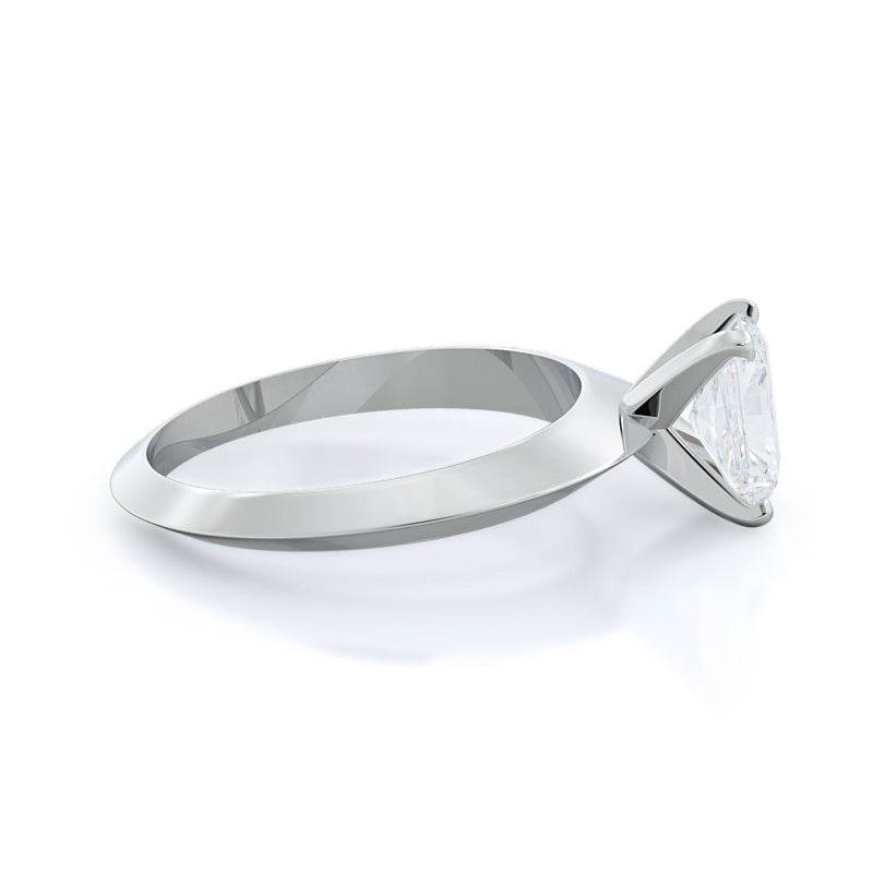 Knife Edge Solitaire Diamond Engagement Ring with Radiant Cut Diamond in 14KT Platinum view 3
