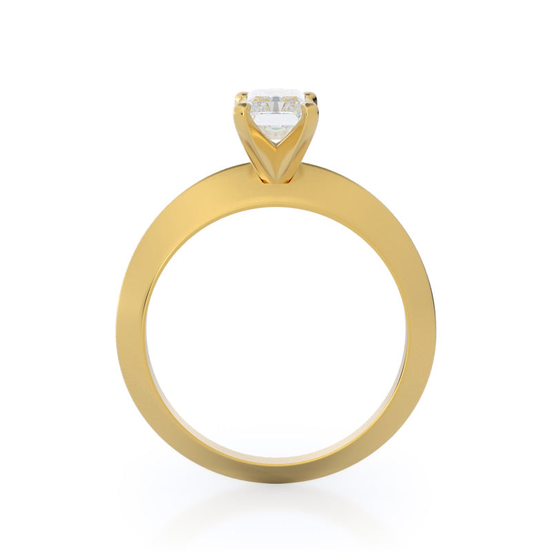 Knife Edge Solitaire Diamond Engagement Ring with Radiant Cut Diamond in 14KT Yellow Gold view 2
