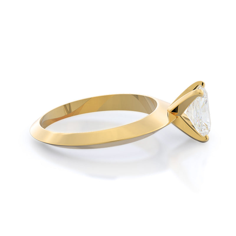 Knife Edge Solitaire Diamond Engagement Ring with Radiant Cut Diamond in 14KT Yellow Gold view 3
