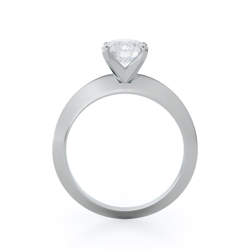 Knife Edge Solitaire Diamond Engagement Ring with Round Cut Diamond in 14KT Platinum view 2
