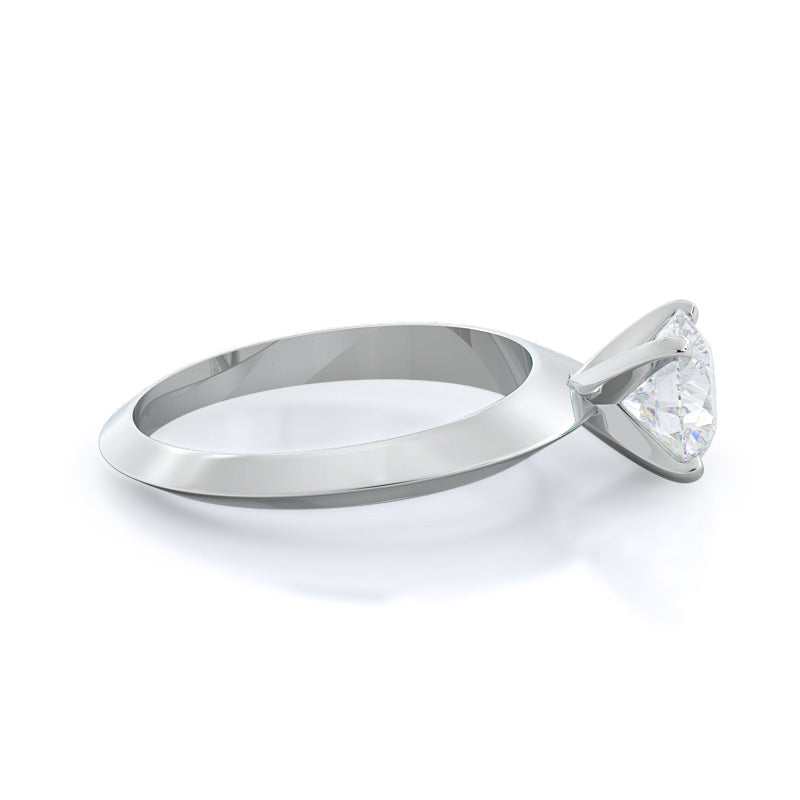 Knife Edge Solitaire Diamond Engagement Ring with Round Cut Diamond in 14KT Platinum view 3
