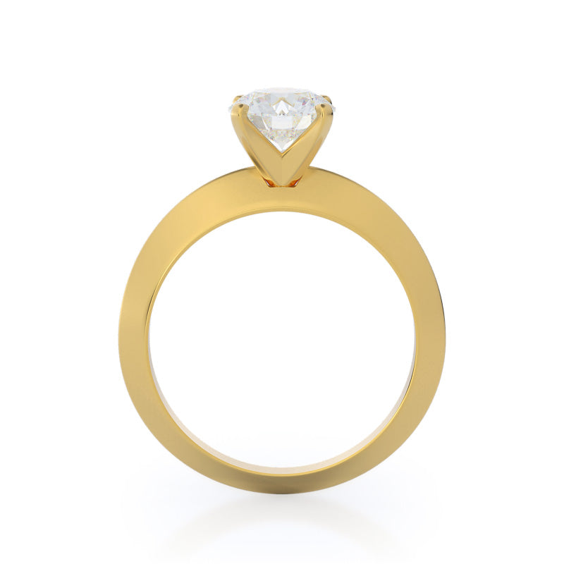 Knife Edge Solitaire Diamond Engagement Ring with Round Cut Diamond in 14KT Yellow Gold view 2
