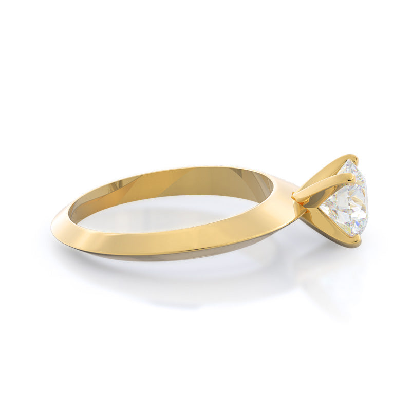 Knife Edge Solitaire Diamond Engagement Ring with Round Cut Diamond in 14KT Yellow Gold view 3
