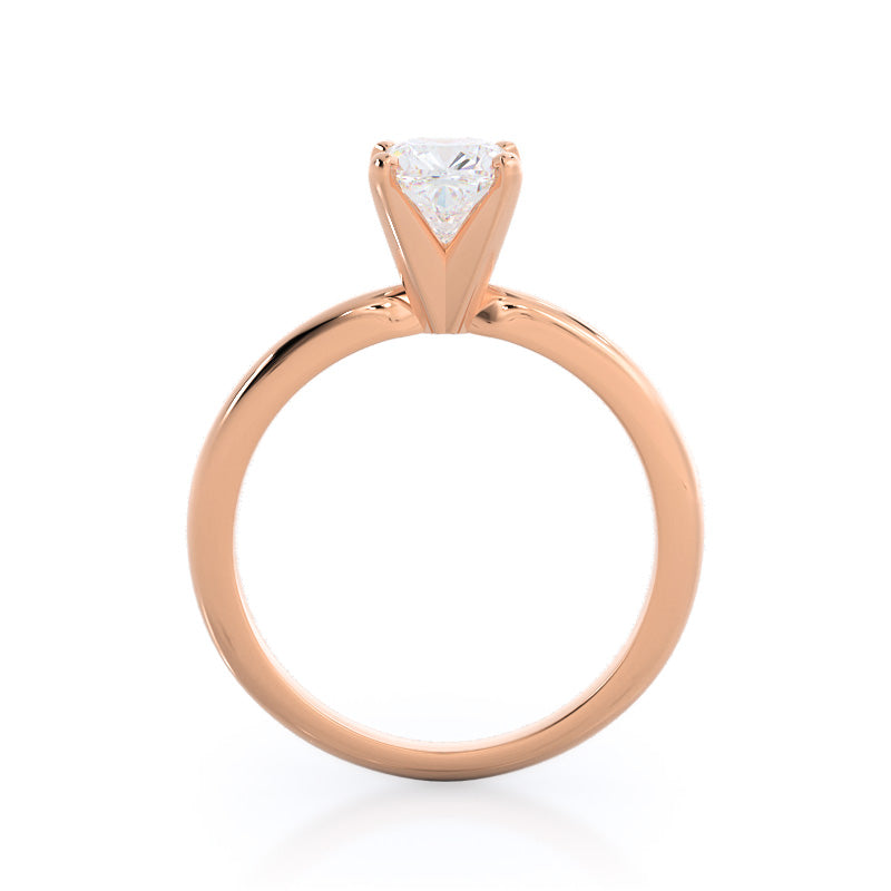 Cushion Cut Classic Four Prong Solitaire Diamond Engagement Ring with Lab Grown Diamond in 14KT Rose Gold view 2
