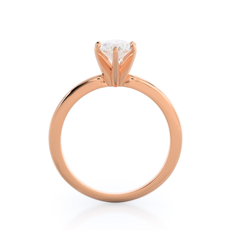 Classic Six Prong Solitaire Diamond Engagement Ring with Marquise Cut Diamond in 14KT Rose Gold view 2
