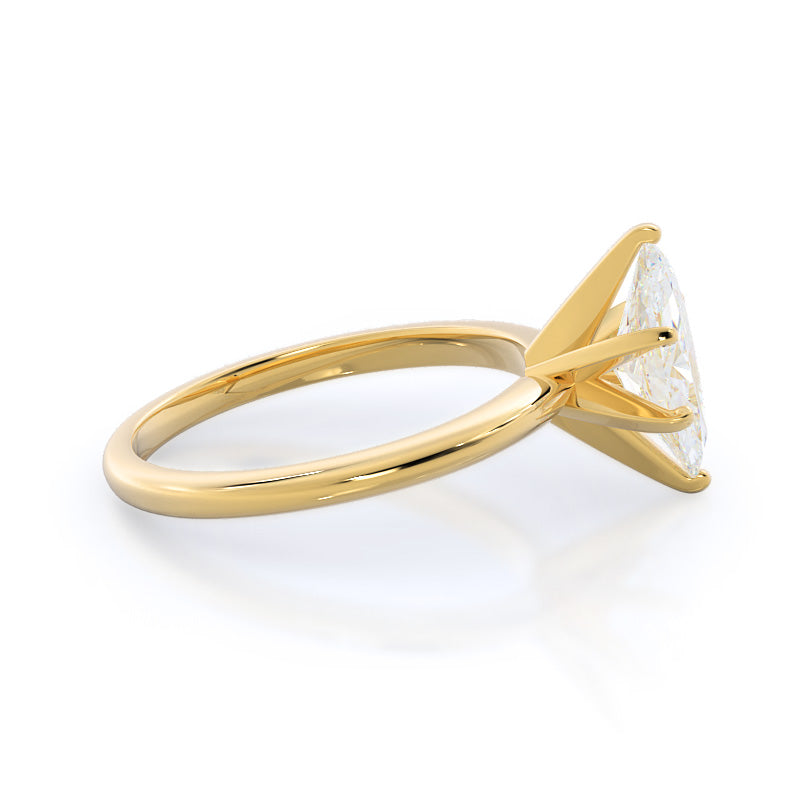Classic Six Prong Solitaire Diamond Engagement Ring with Marquise Cut Diamond in 14KT Yellow Gold view 3
