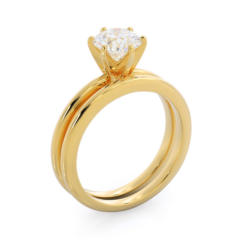 Classic Six Prong Solitaire Diamond Engagement Ring with Oval Cut Diamond in 14KT Yellow Gold view 4
