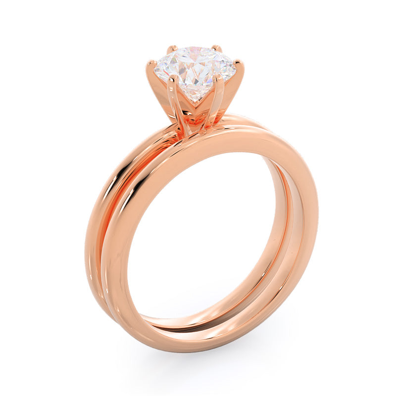 Pear Cut Fine Classic Six Prong Solitaire Diamond Engagement Ring with Lab Grown Diamond in 14KT Rose Gold view 4
