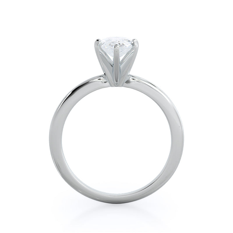Classic Six Prong Solitaire Diamond Engagement Ring with Pear Cut Diamond in 14KT Platinum view 2
