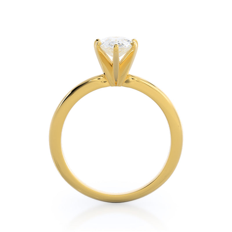 Classic Six Prong Solitaire Diamond Engagement Ring with Pear Cut Diamond in 14KT Yellow Gold view 2
