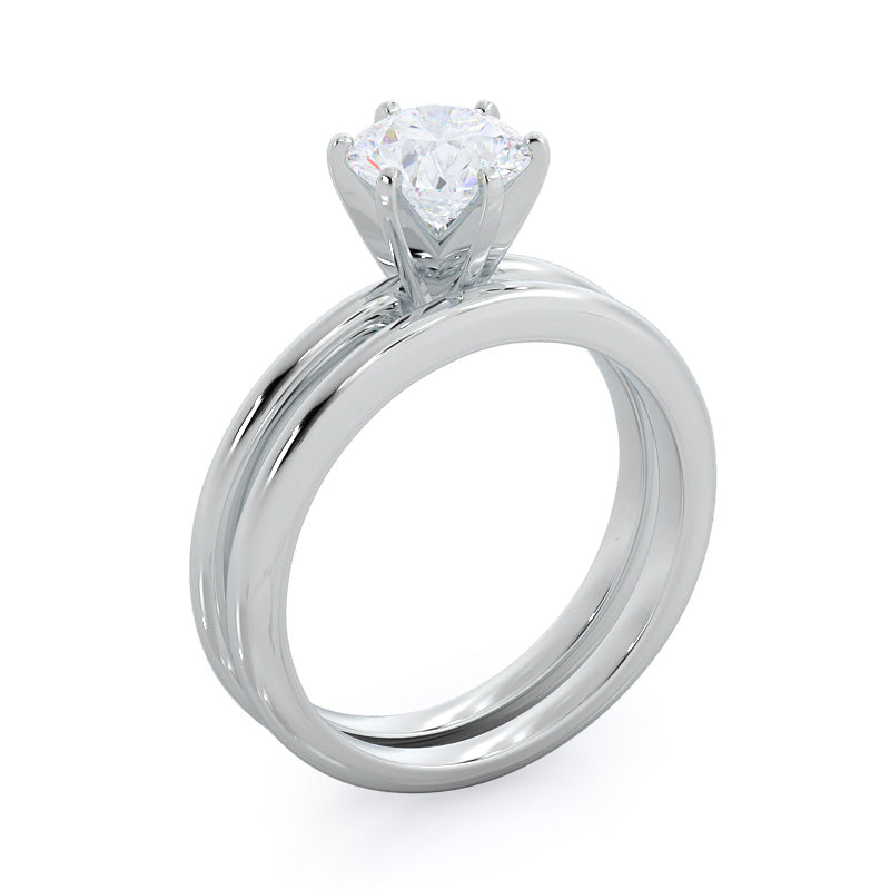 Classic Six Prong Solitaire Diamond Engagement Ring with Round Cut Diamond in 14KT Platinum view 4

