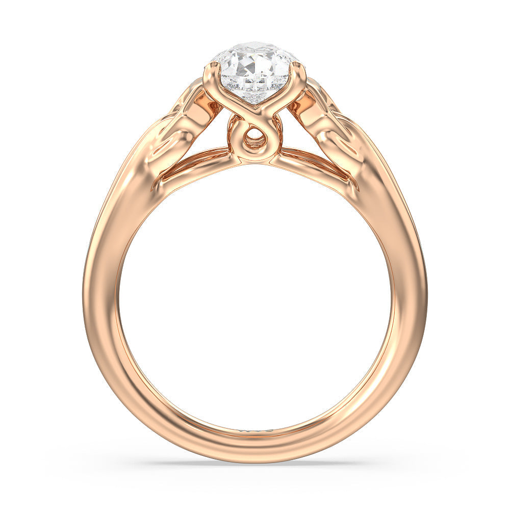 Vintage Celtic Interlaced Solitaire Engagement Ring with Pear Cut Diamond in 14KT Rose Gold view 2
