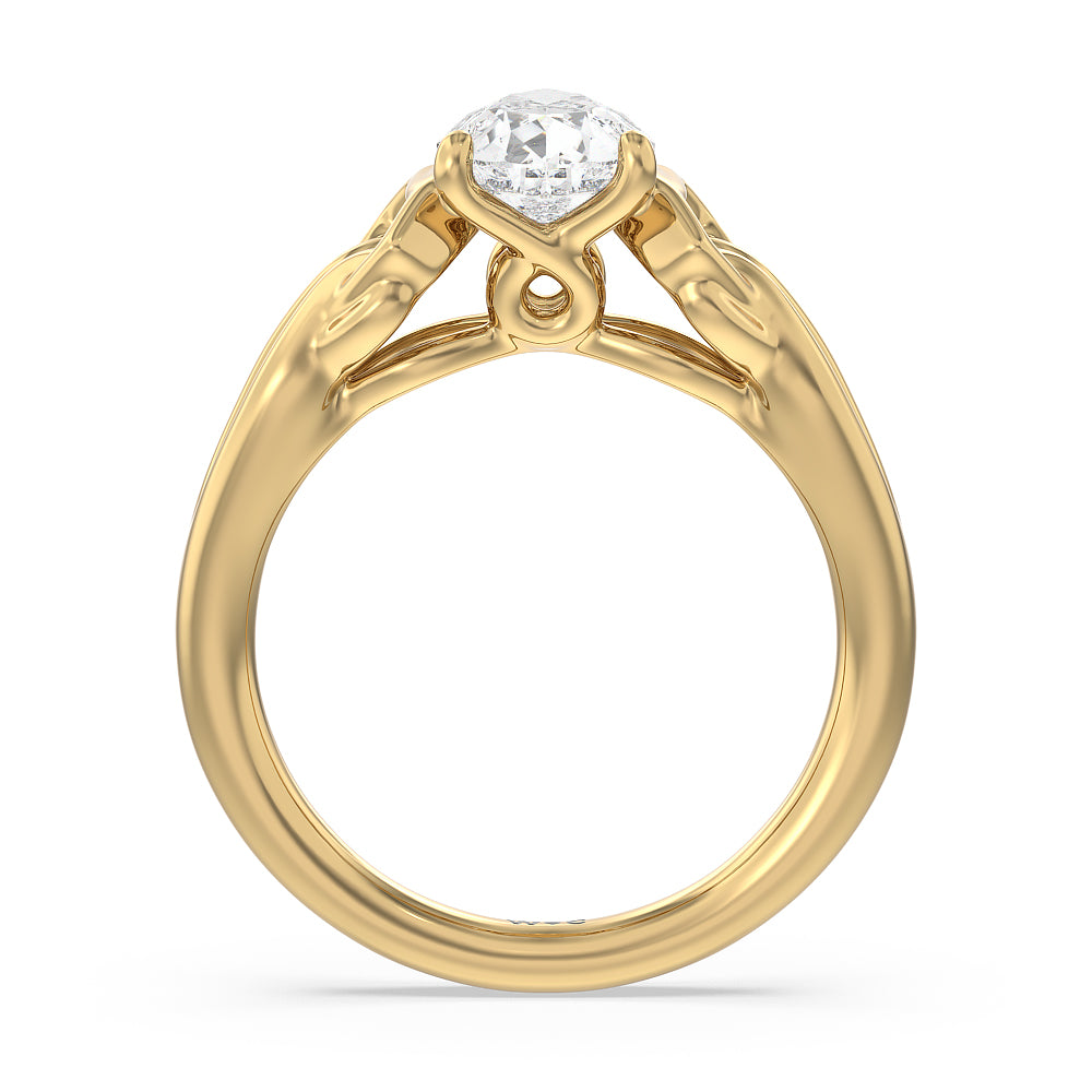 Vintage Celtic Interlaced Solitaire Engagement Ring with Pear Cut Diamond in 14KT Yellow Gold view 2
