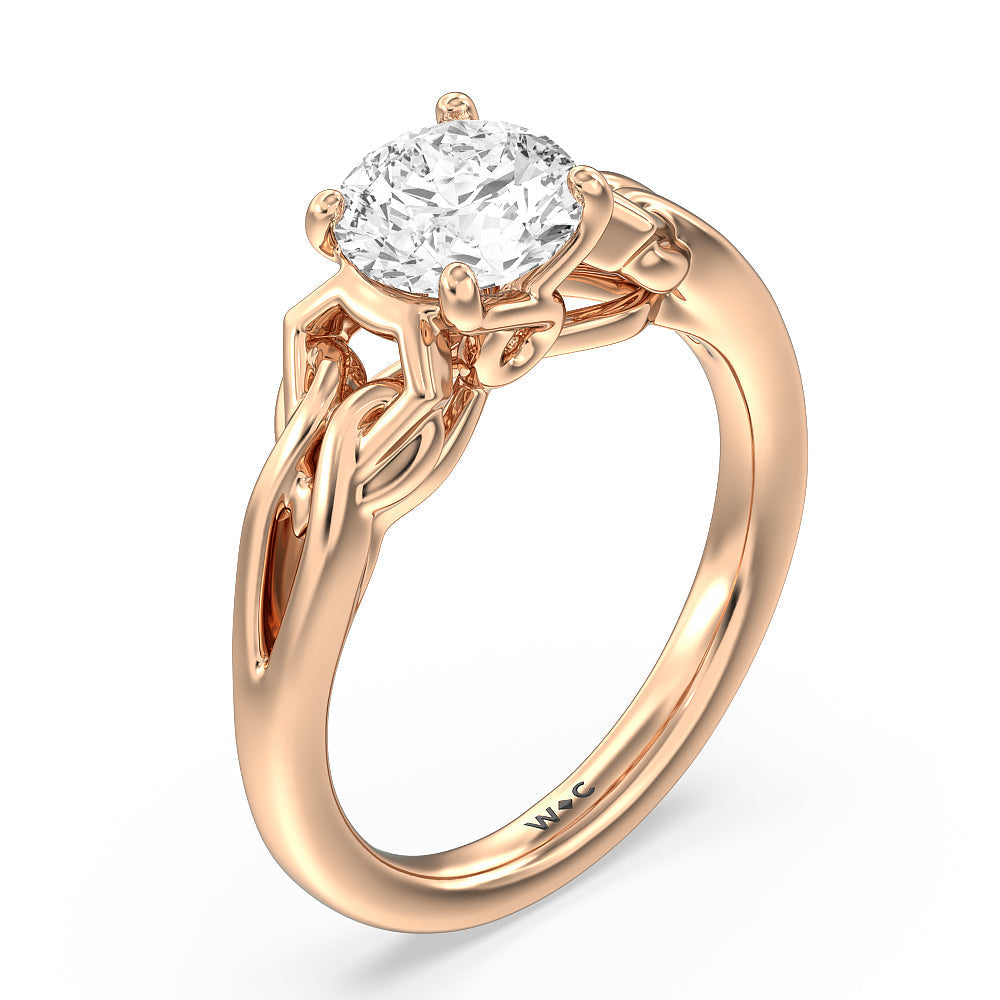 Vintage Celtic Interlaced Solitaire Engagement Ring with Round Cut Diamond in 14KT Rose Gold view 3
