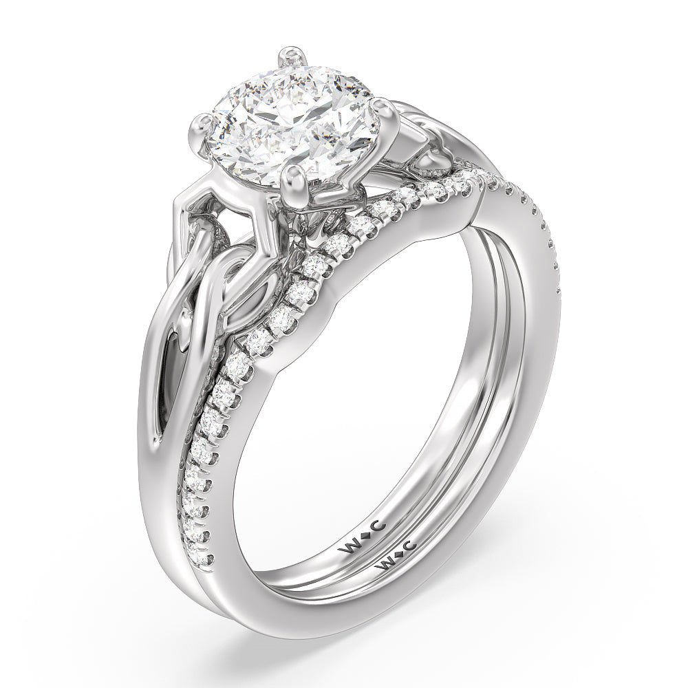 Vintage Celtic Interlaced Solitaire Engagement Ring with Cushion Cut Diamond in 14KT Rose Gold view 2
