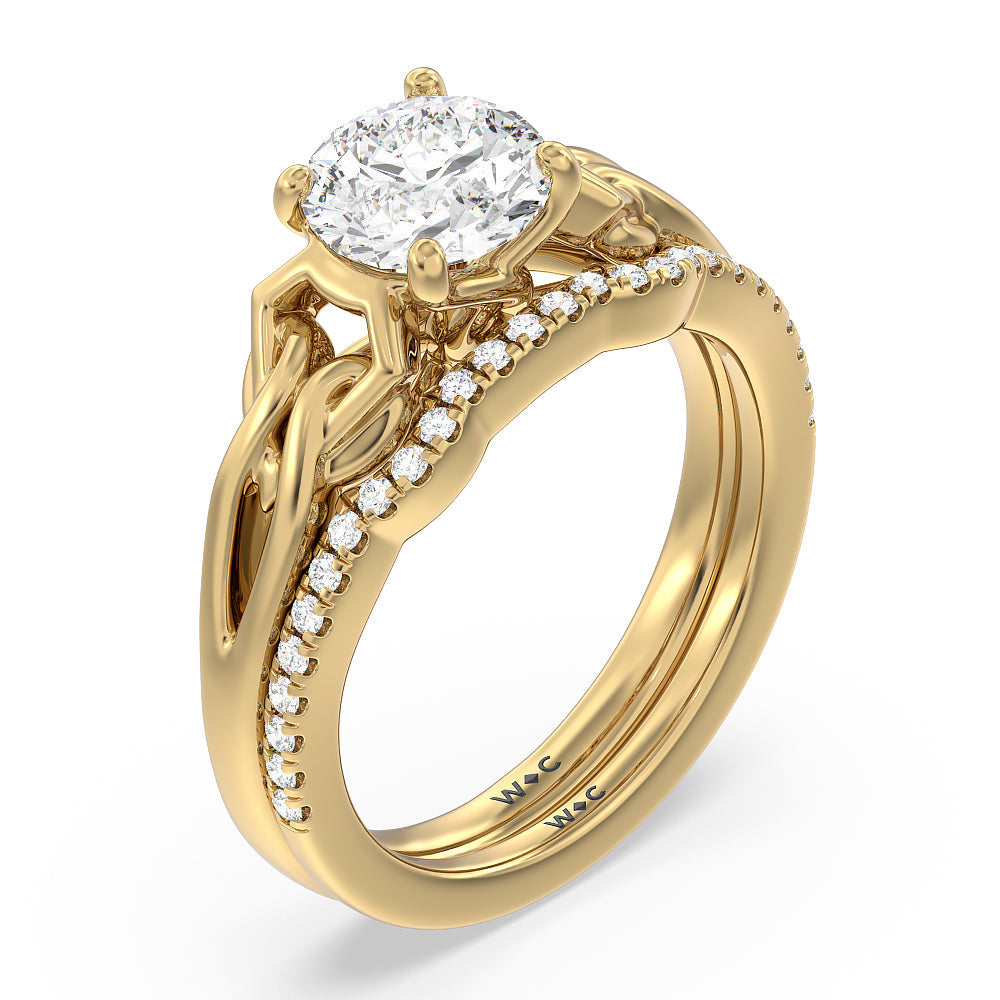 Vintage Celtic Interlaced Solitaire Engagement Ring with Cushion Cut Diamond in 14KT Rose Gold view 3
