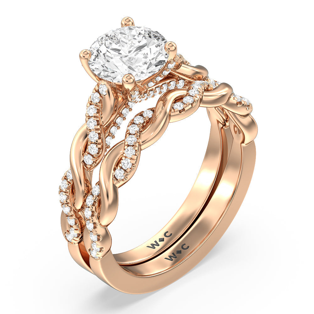 Cushion Cut Glamour Twisted Diamond Engagement Ring with Lab Grown Diamond in 14KT Rose Gold view 4
