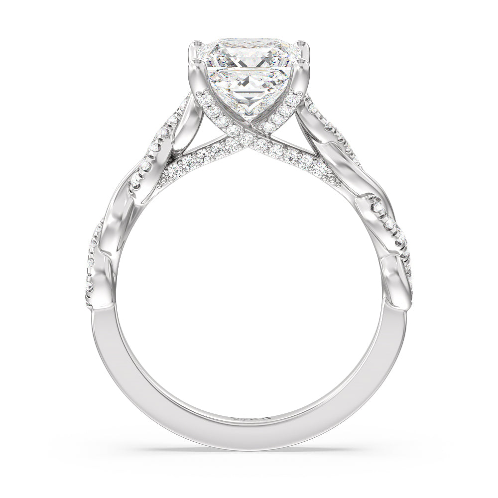 Princess Cut Glamour Twisted Diamond Engagement Ring with Lab Grown Diamond in 14KT Platinum view 2
