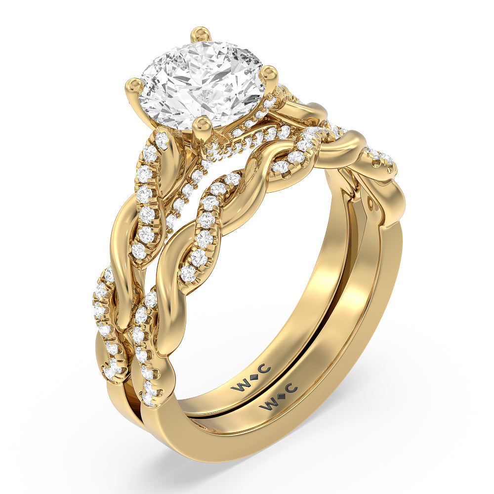 Princess Cut Glamour Twisted Diamond Engagement Ring with Lab Grown Diamond in 14KT Yellow Gold view 4
