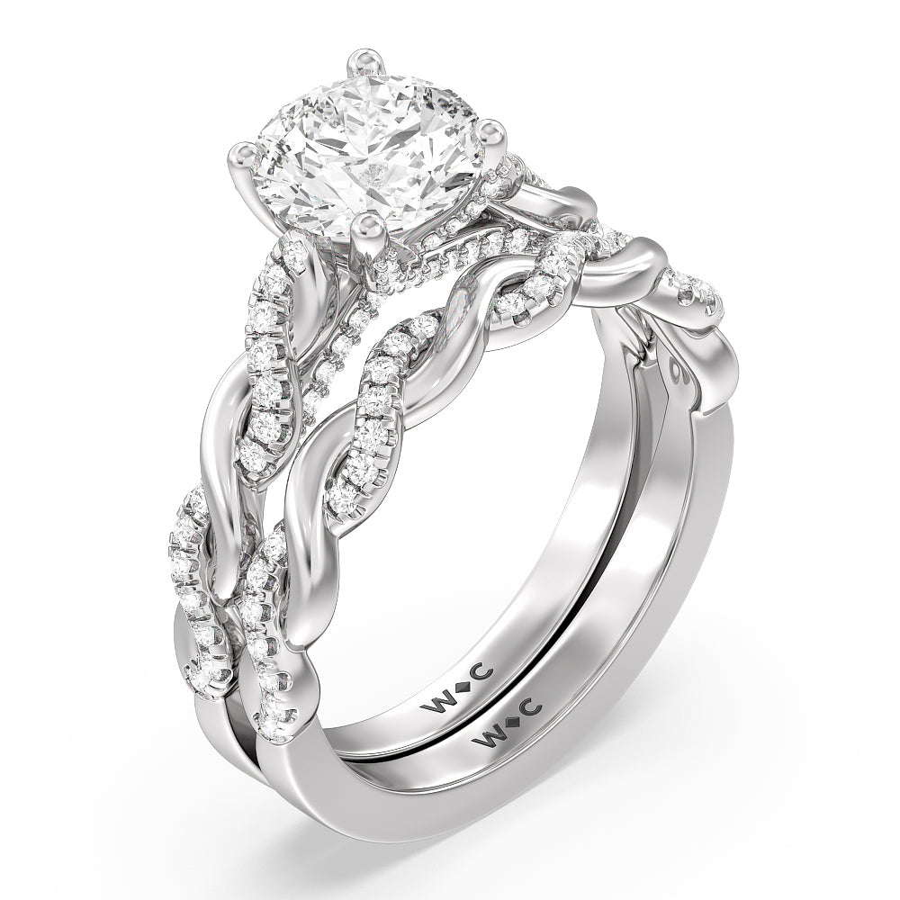 Radiant Cut Glamour Twisted Diamond Engagement Ring with Lab Grown Diamond in 14KT Platinum view 4
