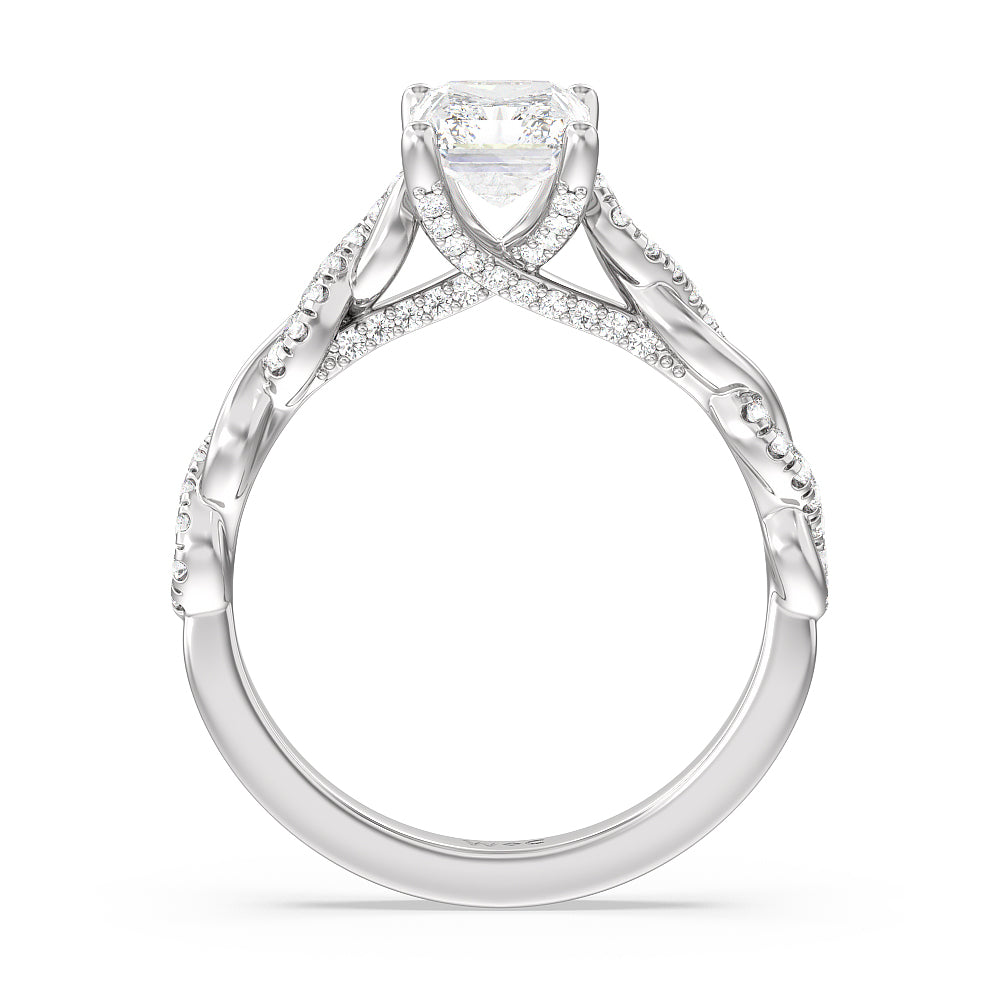 Radiant Cut Glamour Twisted Diamond Engagement Ring with Lab Grown Diamond in 14KT Platinum view 2
