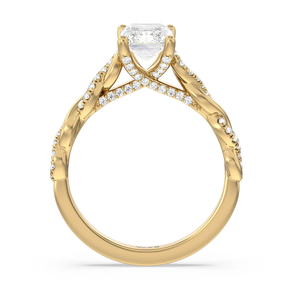 Radiant Cut Glamour Twisted Diamond Engagement Ring with Lab Grown Diamond in 14KT Yellow Gold view 2
