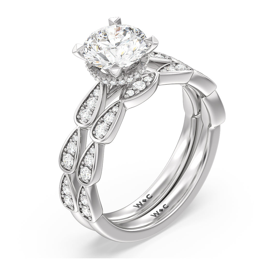 Oval Cut Petal Hidden Halo Engagement Ring with Lab Grown Diamond in 14KT Platinum view 4

