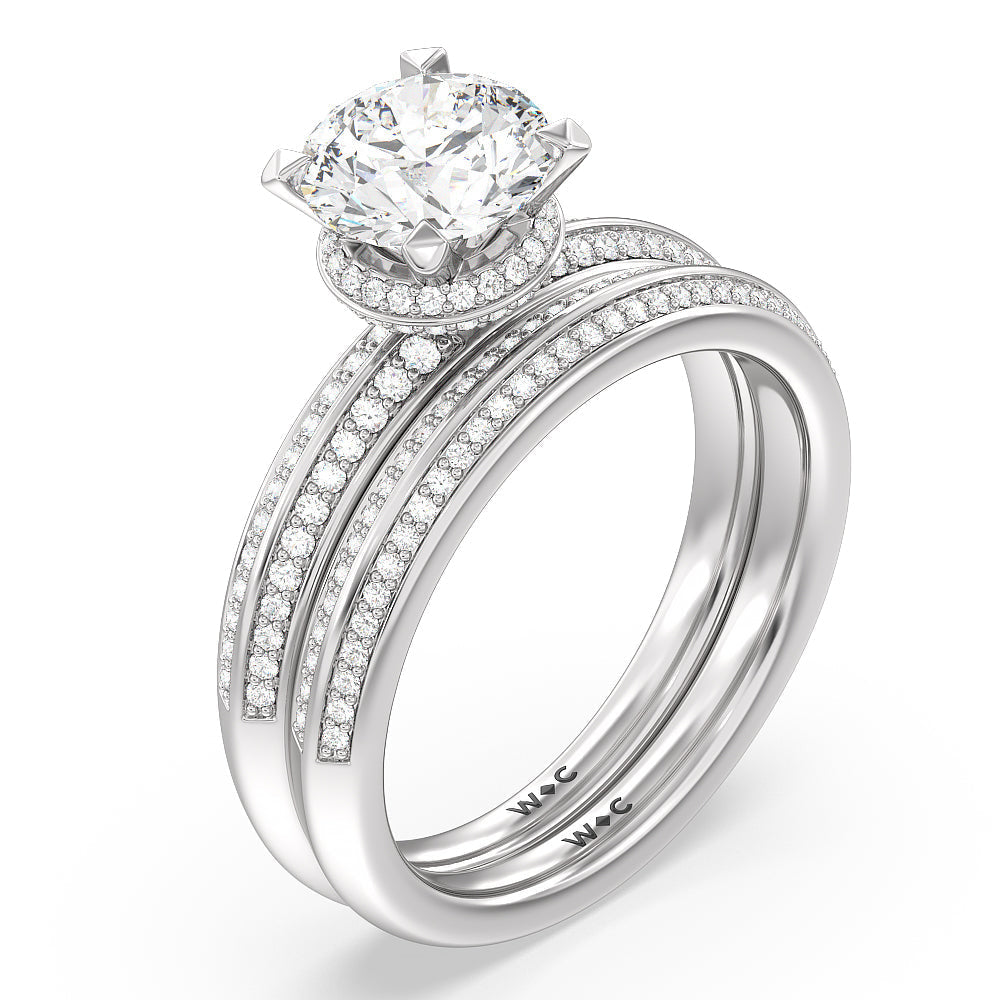 Knife Edge Diamond Hidden Halo Ring with Princess Cut Diamond in 14KT Platinum view 4
